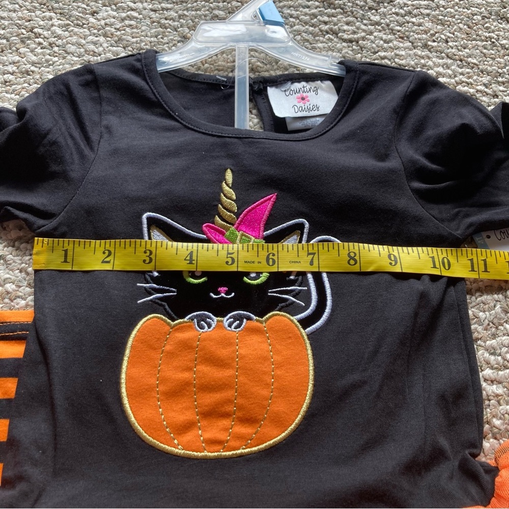 NWT Counting Daisies Black & Orange Halloween Cat Set 4T - Picture 7 of 8